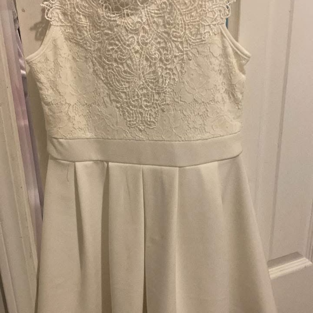 Rare Editions Cream Pleated A-Line Dress for Brides